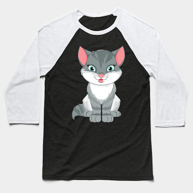 Cute Kids Cat House Cat Motif Baseball T-Shirt by Shirtjaeger